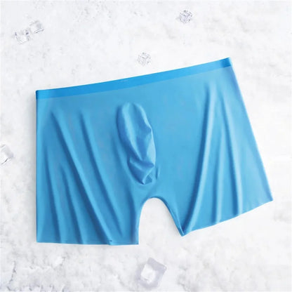 Super Lightweight Bulge Pouch Underwear Men Panties Ice Silk Boxers Seamless U Convex Trunks Male Sexy Shorts Plus Size L-XXXL