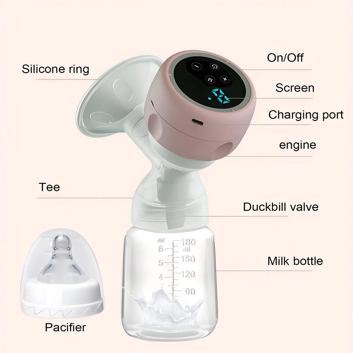 Electric Breast Pump Silent Intelligent Integrated Breastmilk Pump Massage Painless High Suction Breast Milk Bottle Breast Pump
