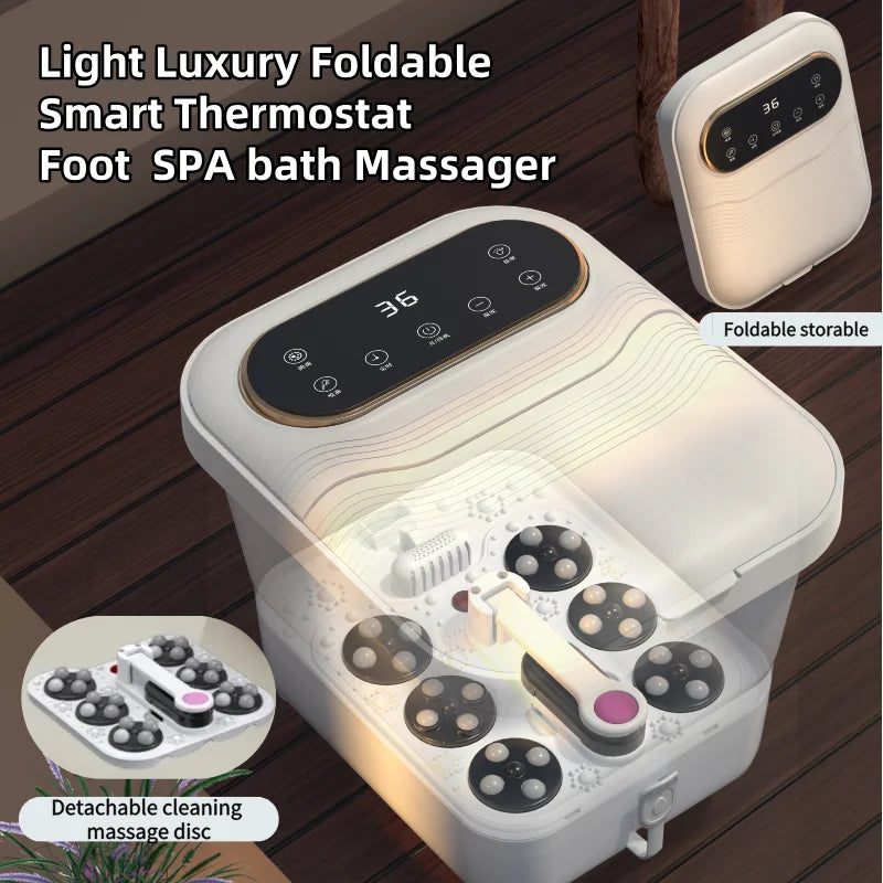Electric Foot Spa Bath Massager with Touch Screen Controller Warm Heated Automatic Roller Foot Wash Fatigue Relief Foldable Gift