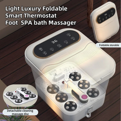 Electric Foot Spa Bath Massager with Touch Screen Controller Warm Heated Automatic Roller Foot Wash Fatigue Relief Foldable Gift