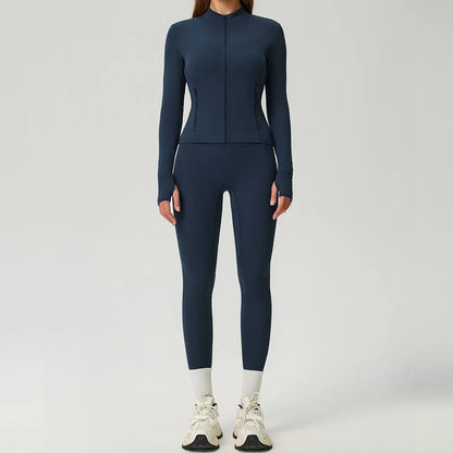 Fitness Suit 2PCS Women Tracksuit Sports Zipper Long Sleeve Yoga Set Gym Clothes Flared Pants Sportswear Female Workout Clothes