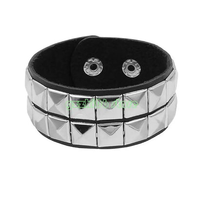 T5UF Stylish Punk Rock Bracelet Square Rivets Punk Wristband Trendy Gothic Jewelry Suitable for Individuality and Comfort