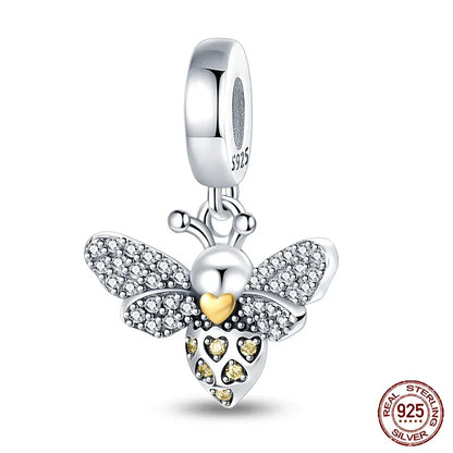 925 Sterling Silver Fashion Bee Honey Jar Sunflower Autumn Series