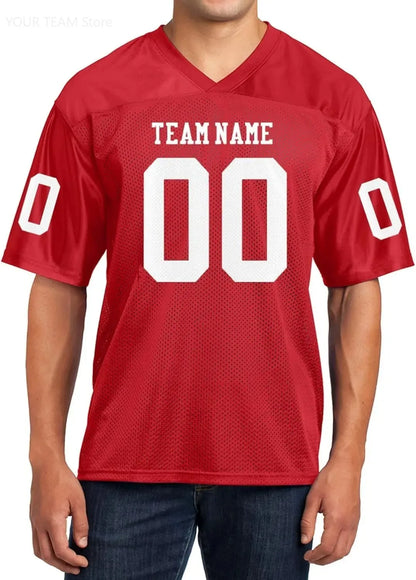 Custom American Football Jersey Green Large V-Neck Unisex Adult Sports Jersey Personalized Team Uniform - Breathable Polyester