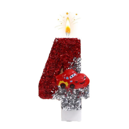 New 0-9 Number Birthday Candles Original Two-tone Sports Car Birthday Cake Digital Party Anniversary Candle Decoration