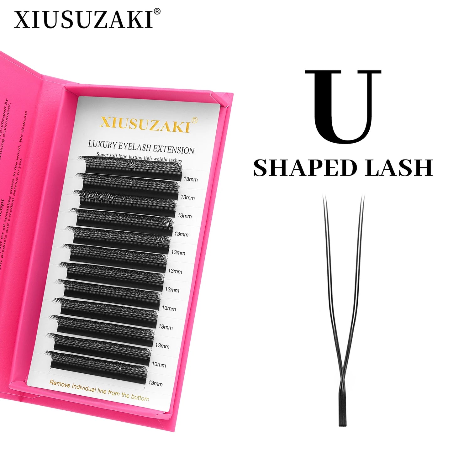 XIUSUZAKI U Shaped YY Eyelashes Extensions Matte Black Natural Double Tips U Shape 2D YY Lashes Premade Fans Volume False Lashes