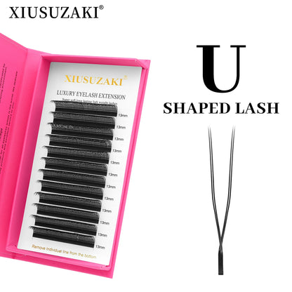 XIUSUZAKI U Shaped YY Eyelashes Extensions Matte Black Natural Double Tips U Shape 2D YY Lashes Premade Fans Volume False Lashes