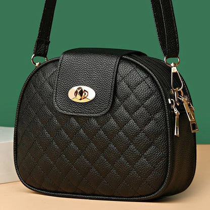 Daily Wear Rhombus Stitch Leather Shoulder Bag Detachable Strap, Elegant Small Bag for Women Casual Street Matching