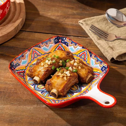 Ceramic Tableware Set Rice Bowl Serving Plate Creative Cutlery Soup Plate Noodle Handle Bowl Sauce Dish Steak Salad Fruit Plate