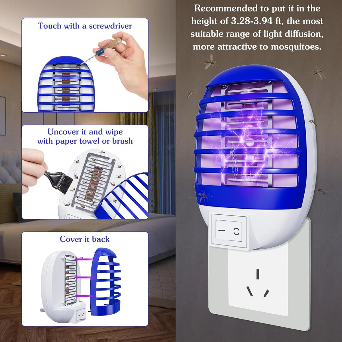 2Pcs LED Socket Mosquito Killer Lamp US/EU Plug Electric Mosquito Fly Bug Insect Trap Killer Night Lamp