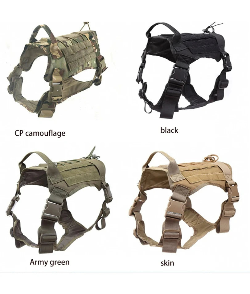 Tactical Dog Harness Military Training  Padded Quick Release Vest Pet Training Dog Harness For Set Small Medium Large Dogs