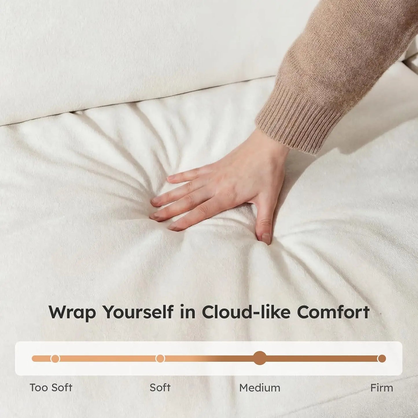 Oversized Modular Sectional Sofa, Boneless Cloud Couch with L-Shaped Chaise, Upholstered Deep Seat Comfy Couch for, Custom