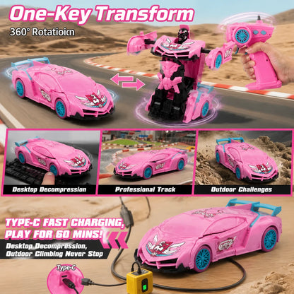 Unicorn RC Car for Girls 2.4GHz Remote Control Stunt Car with LED Lights 360° Rotation Racing Toy Kids Birthday Christmas Gift