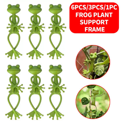 6 pieces, 3 pieces, and 1 piece of green frog plant support and fixture, suitable for indoor and outdoor garden stem growth plan