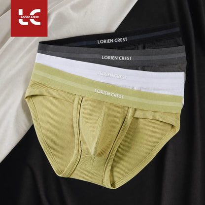 3pcs Sexy Men Waffle Cotton Briefs with Raised Bag Support Pouch With Hole U Spacious Separate Crotch Breathable Anti-sweat