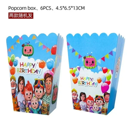 Cocomelon Balloon JJ Melon Watermelon Toy Happy Birthday Banner Party Decoration Backdrop Cake Topper JOJO Disposable Tableware