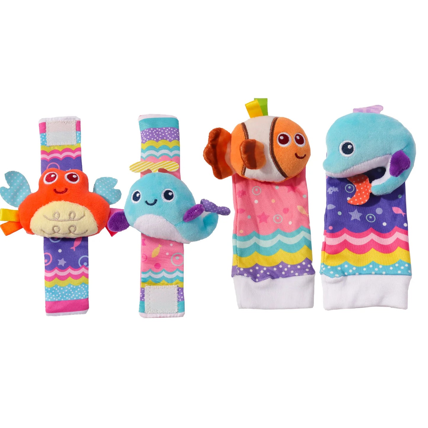 Baby Wrist Rattles Socks Newborn Animal Socks Infants Foot Finder Wrist Strap Baby Socks Sensory Toys Baby Toys 0-12 Months Gift