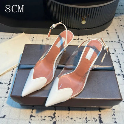 ynpo 2026 Summer Pointed Shallow Mouth Sweet Love Shape Pumps Transparent Pvc Shoes Thin High-Heeled Dress Women'S Sandals