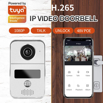 Tuya APP 2MP 1080P POE Wied WIFI IP  Doorbell  POE  Video Door Phone Intercom Visual Door Viewer Camera