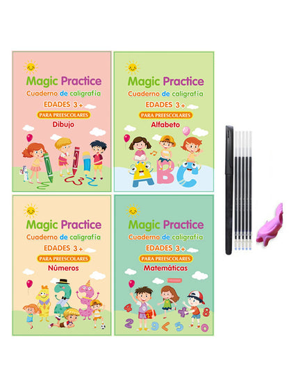 4Pcs Handwriting Workbooks Practice Copybook Magic Reusable Calligraphy Handwriting Tracing Practice Book for Kids Learning