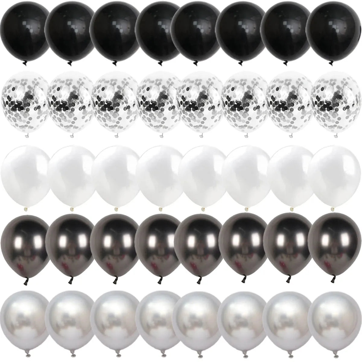Black Metal Latex Confetti Balloon 30 40 50th Birthday Decoration Matte Globos New Year Wedding Birthday Party Baby Shower Decor
