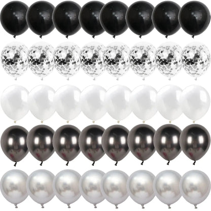 Black Metal Latex Confetti Balloon 30 40 50th Birthday Decoration Matte Globos New Year Wedding Birthday Party Baby Shower Decor