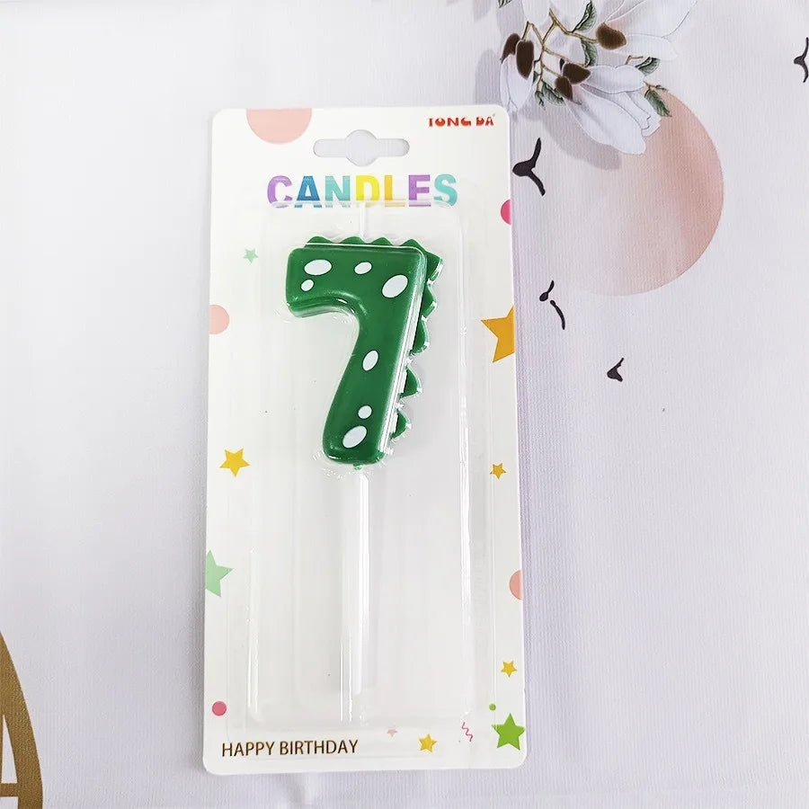 New Green Dinosaur Candle Point Pencil Candles Combination Set 0-9 Number Birthday Candles Party Anniversary Cake Decoration