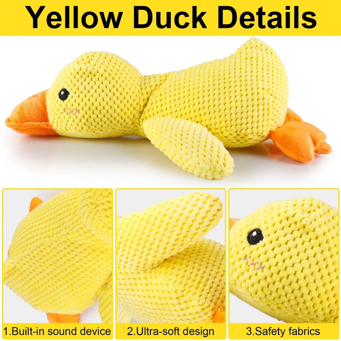 1/3pcs Yellow Duck Dog Toy Chew Resistant Interactive Pet Plush Toy with Quacking Sound For Aggressive Dog Grinding Teeth