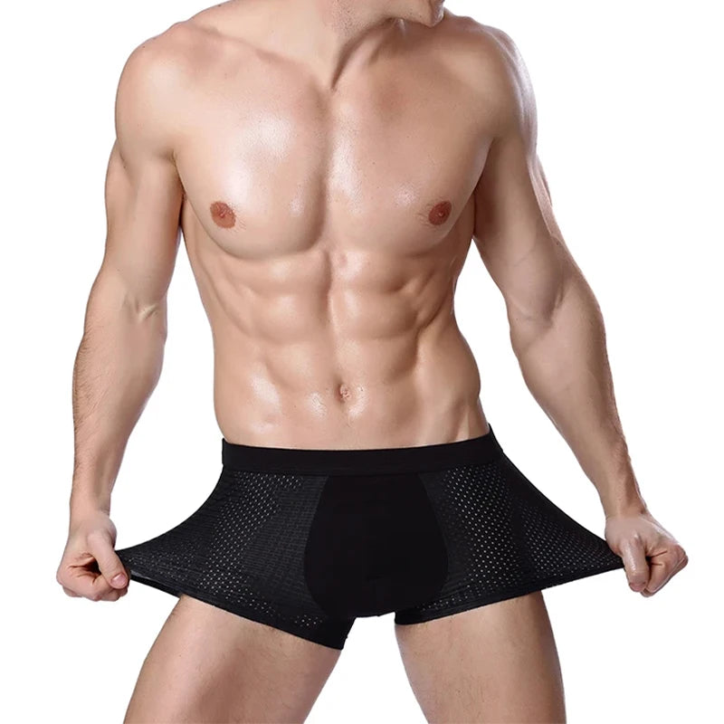 L-8XL Plus Banboo Fiber Men Underwear Male boxer Solid Panties Shorts Men's  Underpants Breathable Intimate Man boxers 4pcs
