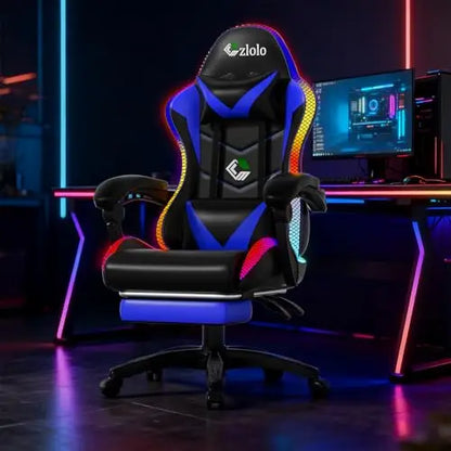 Gaming Chair, Racing Style RGB LED Lights Gaming Chairs for Adults and Kids, Lumbar Massager Gamer Chair, High Back