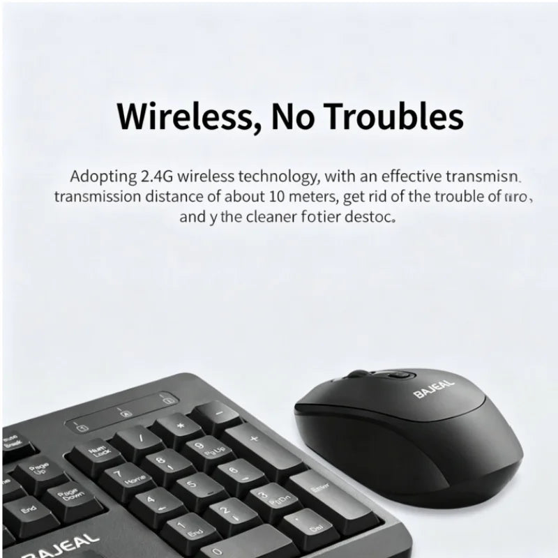BAJEAL W100 Wireless Keyboard And Mouse Set for Laptops And Desktop Computers Energy-Saving Portable Design