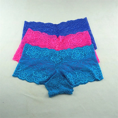 3pcs M-XXL Female Boxers Underwear Silk Boyshorts Women Transparent Panties Shorts Ladies Perspective Lingerie