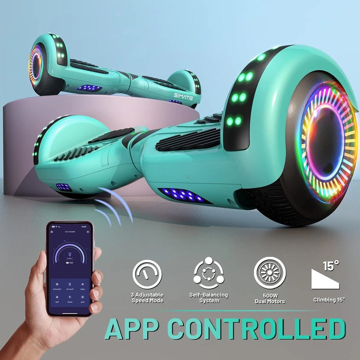 Hover BoardBluetooth All Terrain Hover Boards With LED Lights And APP Control, Gifts For Kids Adults Girls Boys, For All Ages
