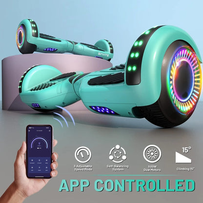 Hover BoardBluetooth All Terrain Hover Boards With LED Lights And APP Control, Gifts For Kids Adults Girls Boys, For All Ages