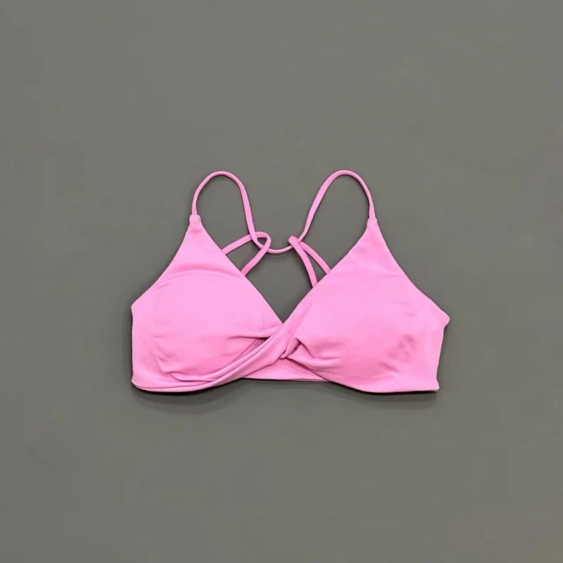 HISTELLO Vision Sports Bra Women Cross Back Seamless Yoga Bra With Removable Pads Backless Underwear Gym Running Sports Top