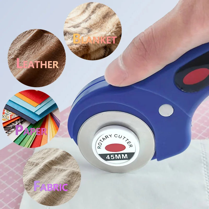 45mm Precision Rotating Cutter Set, Carving Knife, A4 Cutting Pad, Patch Measuring Tape, Sewing, Embroidery Craft Production.