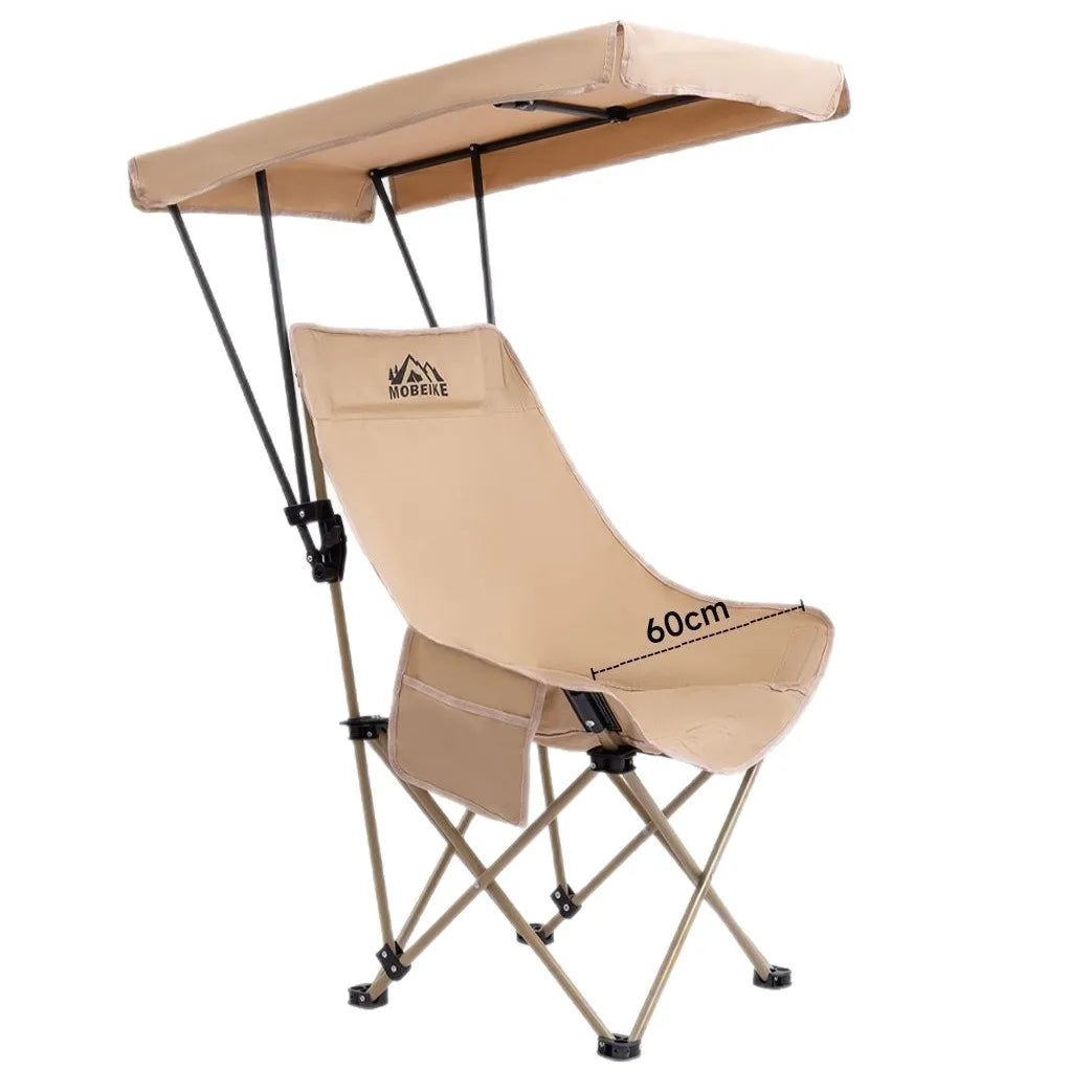 PYH outdoor folding chair with umbrella high back moon chair with ceiling portable fishing camping beach chair