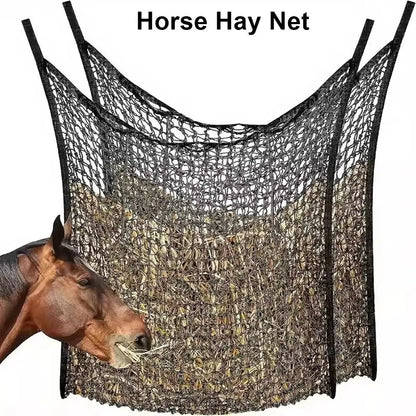 1Pc Durable Slow Feed Hay Net Large Capacity Hanging Horse Hay Bag 80x90cm Hay Feeder Bag for Horses Goat Sheep