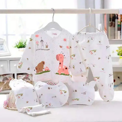 5 Pcs/set Newborn Baby 0-3 Month Clothing Set Babies T-Shirt Pants Hat Boy Girl Clothes Cotton Set