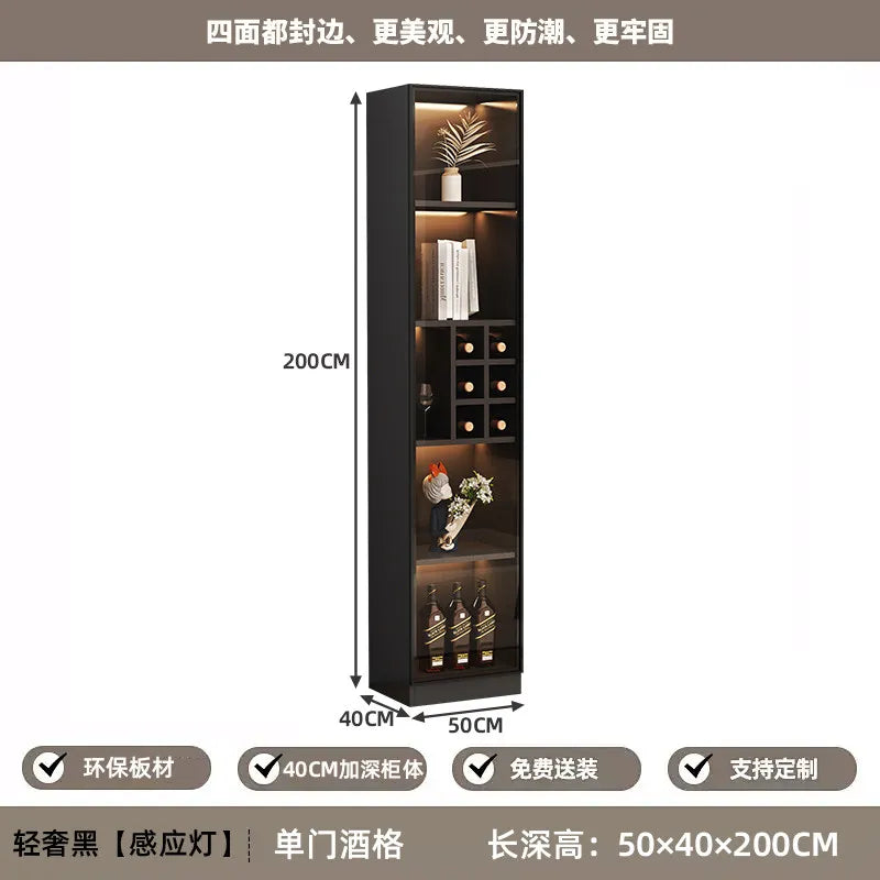 Mini Wine Cabinet Coffee Bar Cabinet for Living Room Home Decor Liquor Display Storage Furniture Wooden Beverage Cooler with