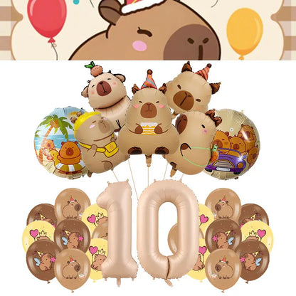 Capybara Decoration Birthday Party Favors Tableware Set Cup Plate Balloons Gift Bags Happy Banner Cake Topper Supplies for Girls