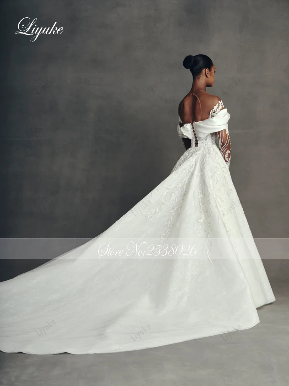 Liyuke Custom Made Luxury Embroidery Mermaid Wedding Dresses Robe De Marriage Removable Train 2 In 1 Lace Trumpet Bridal Gowns