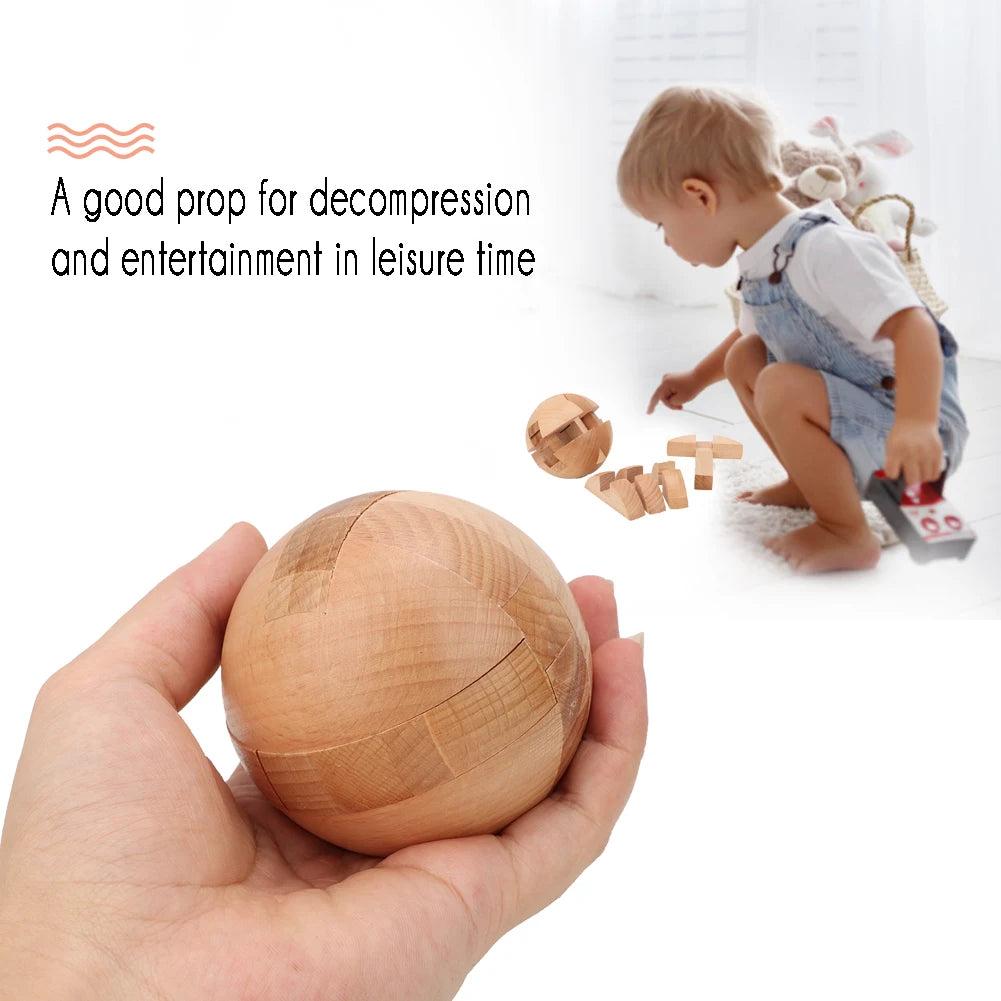 Wooden Children Intelligent Puzzle Ball Lock Building Block Educational Toy