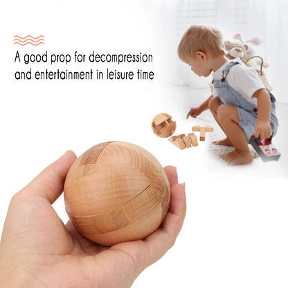 Wooden Children Intelligent Puzzle Ball Lock Building Block Educational Toy