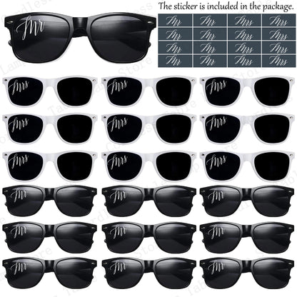 12-120 Pcs Wedding Heart Sunglasses Mr/Ms Bride Glasses Wedding Gift for Guest Bridesmaid Heart Glasses Just Married Party Favor
