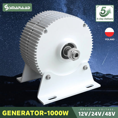 1000W Three Phase Permanent Magnet Synchronous Generator 12V 24V 48V Low Speed Direct Drive Wind Turbine Alternator CE Certified