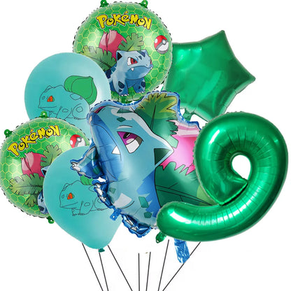 7Pcs/Set Pokemon Balloon Set Pikachu Charmander Cartoon Aluminum Foil Balloons Party Decoration Props Toy Anime Birthday Party