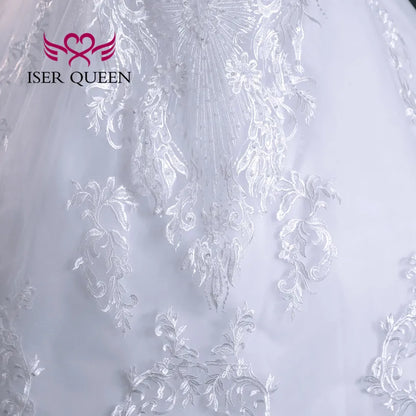 Customized Beading V neck Pretty Lace Embroidery Wedding Dress 2026 Ball Gown Plus Size Elegant Wedding Dresses For Women WX0298