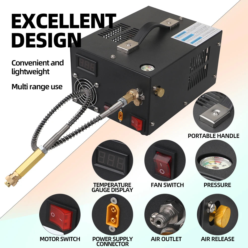 300Bar 12v Pcp Compressor 110V Transformer 30MPA 4500psi High Pressure Pump Pneumatic Airgun Rifle Inflator