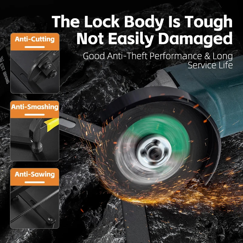 WEST BIKING Foldable Bike Lock Portable Anti-Theft Security Folding Padlock for MTB Road Bike E-bike Scooter Bicycle Accessories